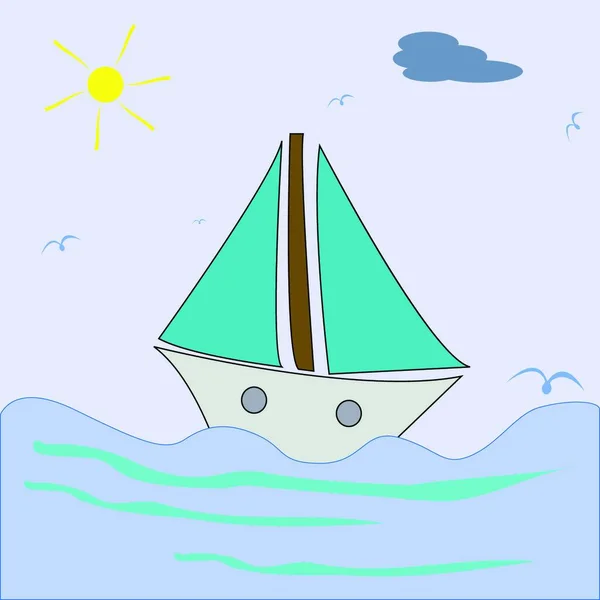 Boat Web Icon Vector Illustration — Vector de stock