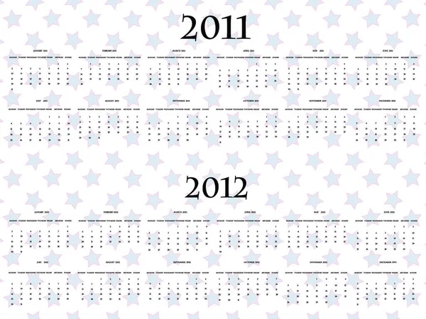 矢量星星的 2011年和 2012 年的日历 — 图库矢量图片