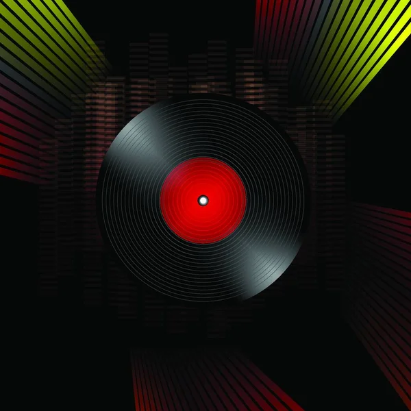 Vinyl Platte Grunge Komposition — Stockvektor