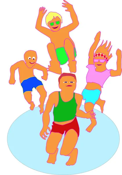 Kinderen Trampoline Kleurrijke Vector Illustratie — Stockvector