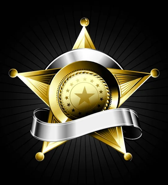 Xerife Badge Ilustração Vetorial Colorida — Vetor de Stock
