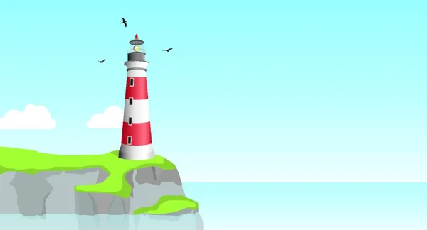 Deniz Feneri Manzarası Modern Vektör Çizimi — Stok Vektör