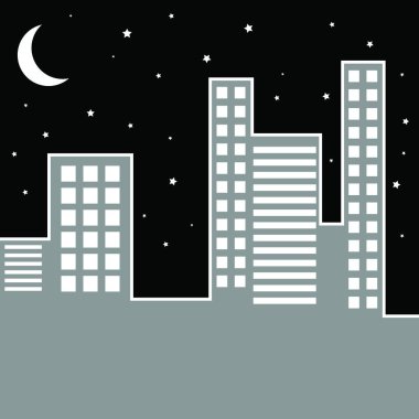  Gece vektör illüstrasyonuna göre şehir manzarası 