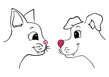 köpek ve kedi vektör çizim
