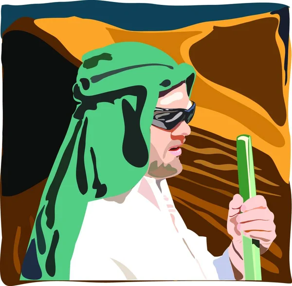 Bedoeïen Man Woestijn Moderne Vector Illustratie — Stockvector