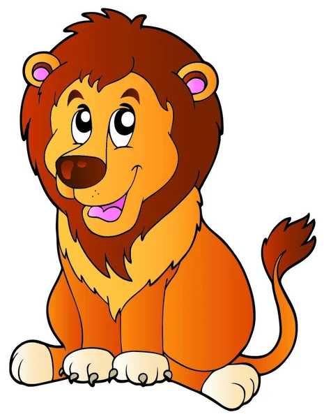 Cartoon Sitting Lion Vector Illustration — Stock Vector