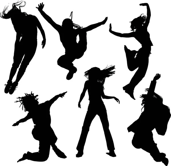 Bailando Siluetas Personas Ilustración Vectorial Gráfica — Vector de stock
