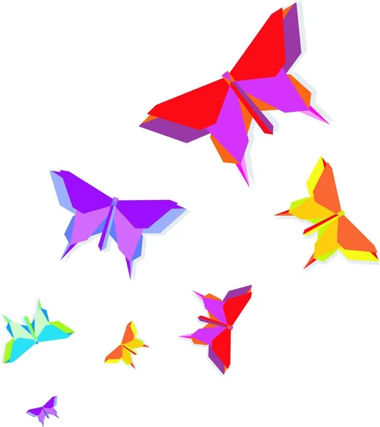 Σύνολο Πεταλούδες Δημιουργική Τέχνη Εικονογράφηση — Διανυσματικό Αρχείο