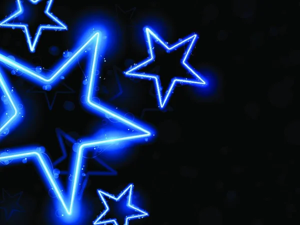 輝くネオンの星の背景 — ストックベクタ