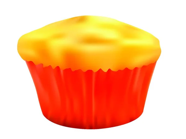 Tasty Amarelo Muffin Vetor Ilustração — Vetor de Stock