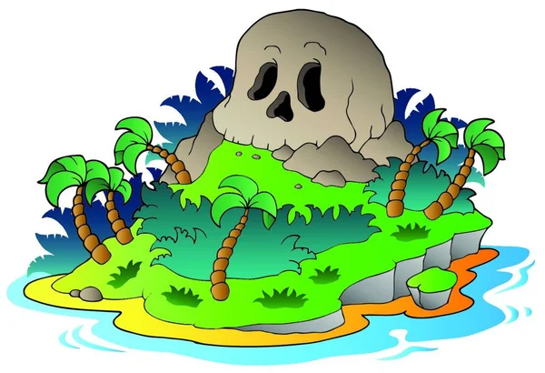 Illustration Pirate Skull Island — Stock Vector