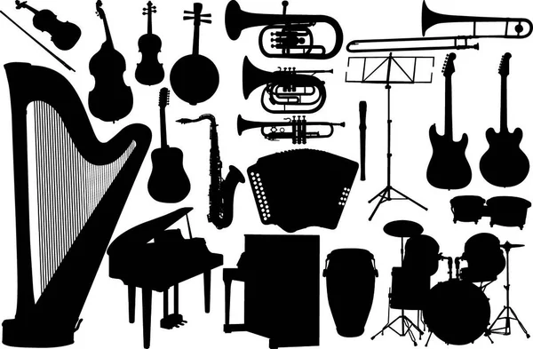 Set Muziekinstrument Vector Illustratie — Stockvector