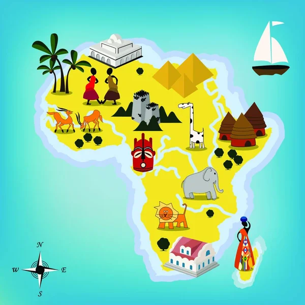 アフリカマップ現代ベクターイラスト — ストックベクタ