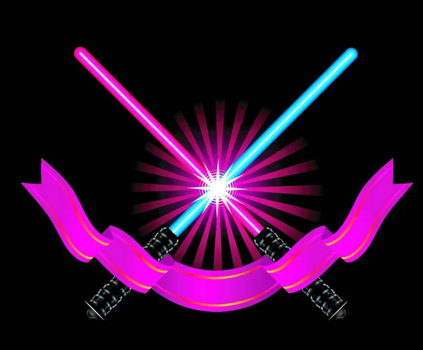 Crossed Light Sabers Graphic Vector Illustration — Stock Vector