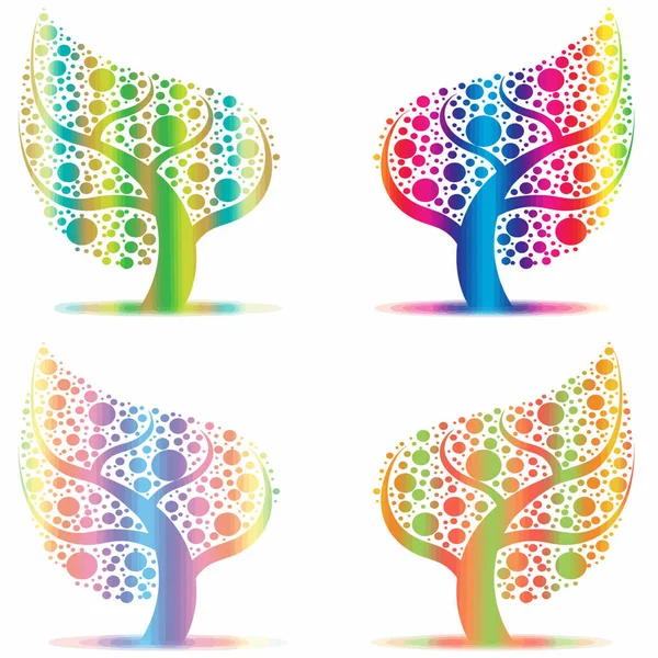 Art Trees Collection Colorful Vector Illustration — Stock Vector