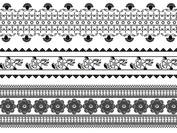 Henna Borders Graphic Vector Illustration — Stock Vector
