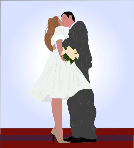 Νύφη Και Γαμπρός Πολύχρωμη Διανυσματική Απεικόνιση — Διανυσματικό Αρχείο