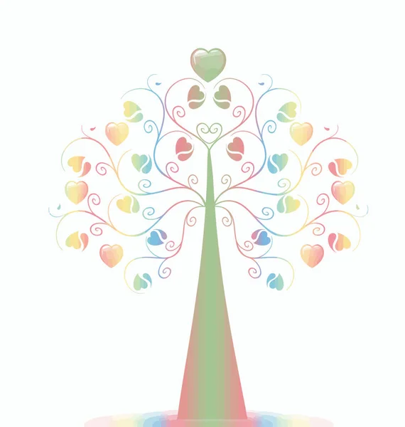 Valentinstag Baum Bunte Vektor Illustration — Stockvektor
