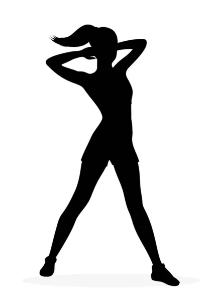 Fitness Woman Silhouette Vector Illustration — Stock Vector