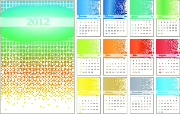 彩色矢量日历2012年插图 — 图库矢量图片