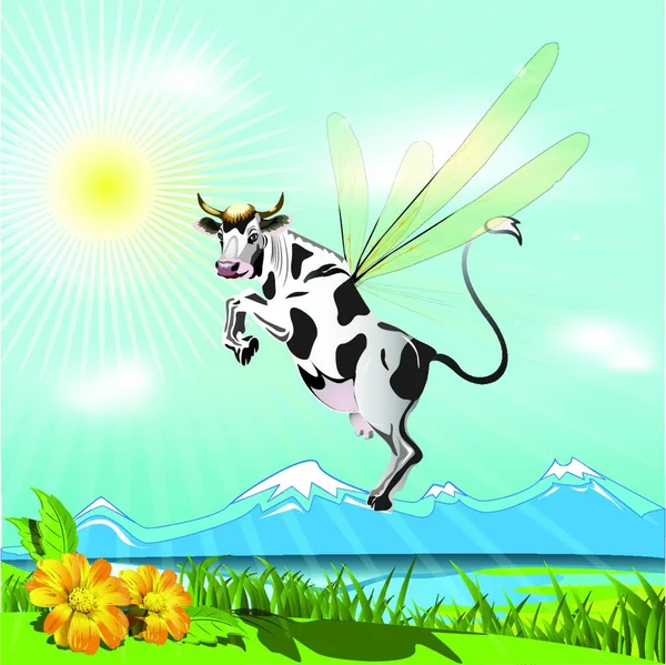 Cow Colorful Vector Illustration — Stock Vector