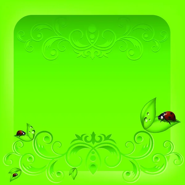 Mariquita Verde Vector Colorido Ilustración — Vector de stock
