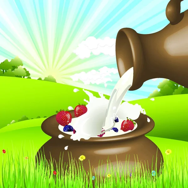 Milch Bunte Vektor Illustration — Stockvektor
