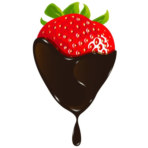 Fraise Dans Chocolat Icône Illustration Vectorielle — Image vectorielle