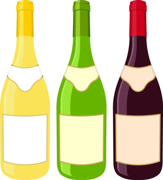 Şarap Şişeleri Basit Vektör Çizimleri — Stok Vektör