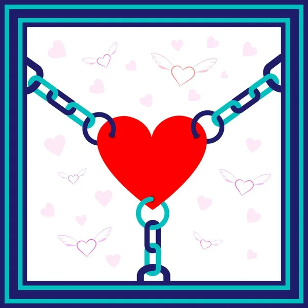爱情的象征情人节卡片模板 心脏插画 — 图库矢量图片