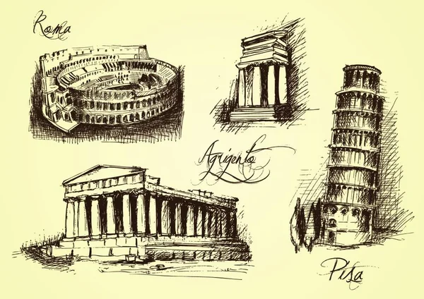 Símbolos Arquitectónicos Italianos Ilustración Vectorial — Archivo Imágenes Vectoriales