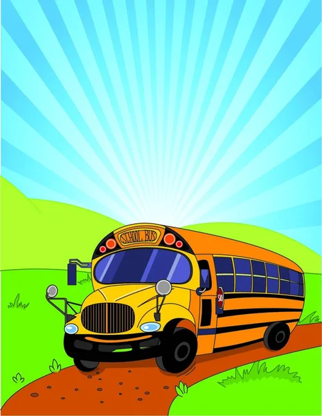 Szkoła Autobus Tło Wektor Ilustracja — Wektor stockowy