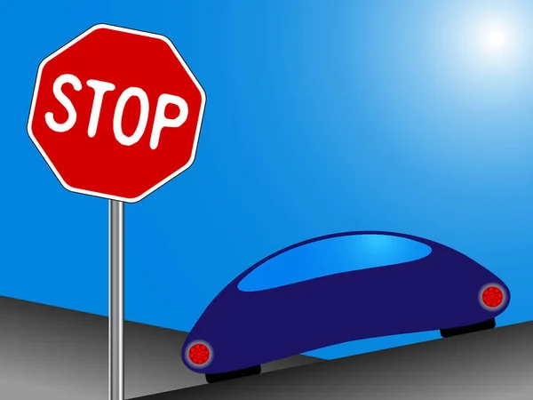 Auto Stop Colorata Illustrazione Vettoriale — Vettoriale Stock