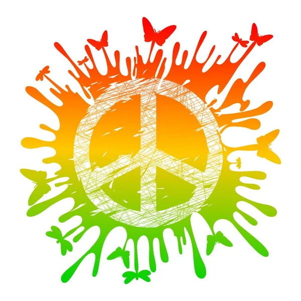 Hippie Friedenssymbol Bunte Vektorillustration — Stockvektor