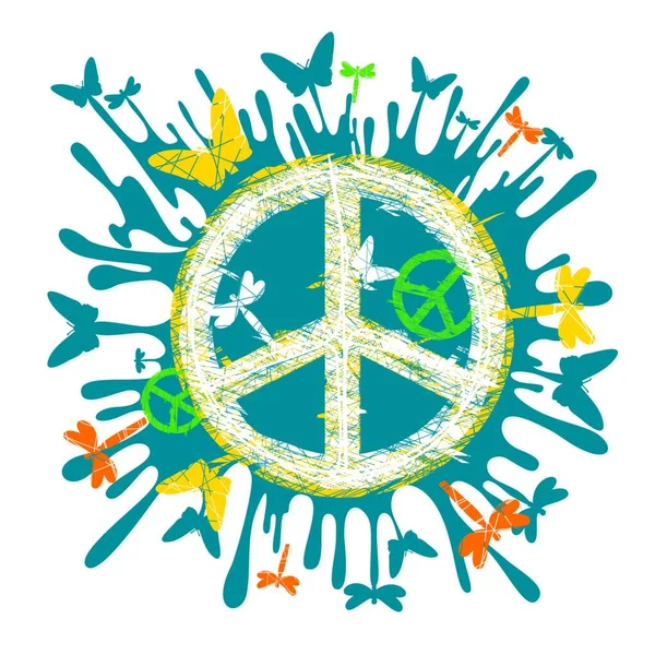 Hippie Simbolo Pace Colorato Vettoriale Illustrazione — Vettoriale Stock
