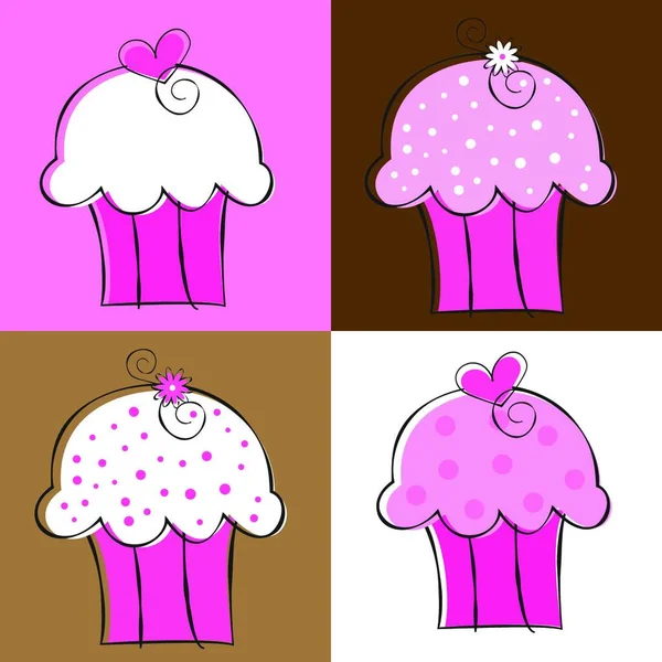 Fancy Cupcakes Graphic Vector Illustration — Vector de stock