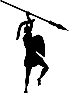 Beyaz üzerine antik Yunan savaşçısının silueti
