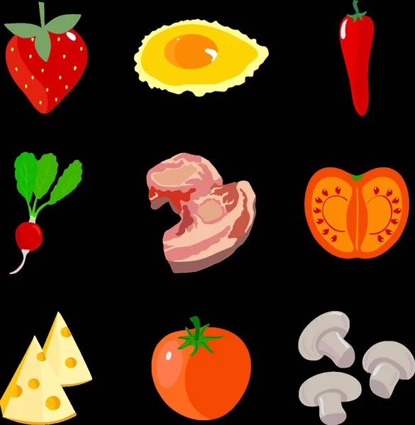 Набір Їжі Векторні Ілюстрації — стоковий вектор
