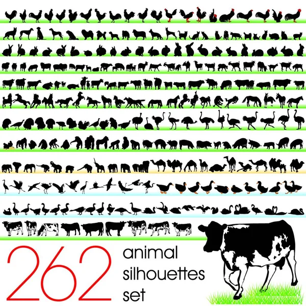 Set 262 Sagome Animali Illustrazione Vettoriale — Vettoriale Stock