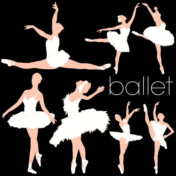 Balé Dançarinos Silhuetas Set — Vetor de Stock