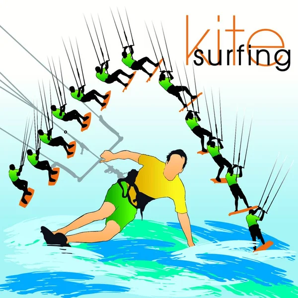 Kite Furfers Silhouettes Set — Stock Vector