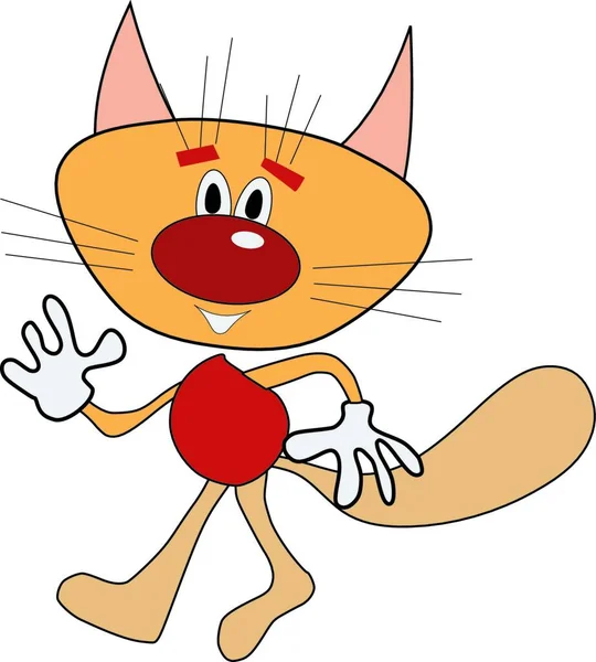 Çizgi Film Tarzında Komik Karakterli Küçük Kedi — Stok Vektör