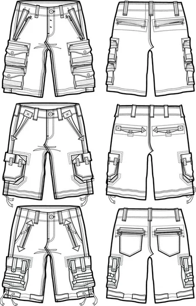Men Cargo Shorts Graphic Vector Illustration — Stock Vector