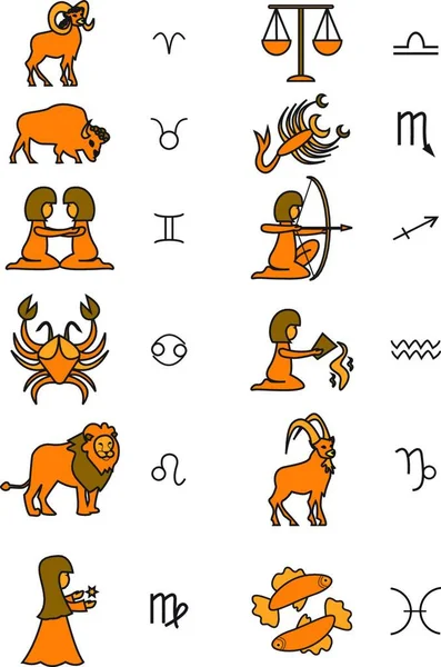 Segni Dello Zodiaco Illustrazione Vettoriale — Vettoriale Stock