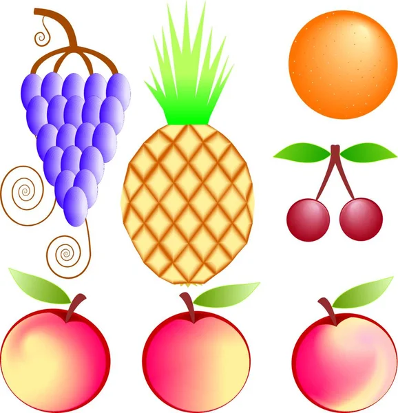 Frutas Conjunto Ilustración Vectorial — Vector de stock