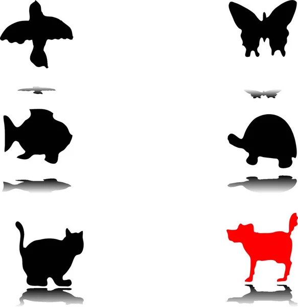 Silhouettes Animals Graphic Vector Illustration — Stock Vector