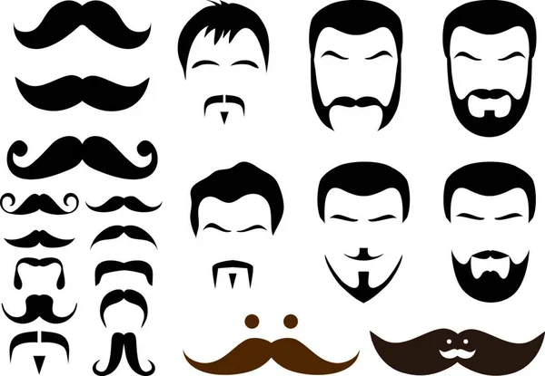Mustache Beard Styles Graphic Vector Illustration — Vettoriale Stock