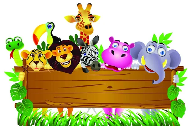 Cartoon Animals Colorful Illustration Kids — Stock Vector