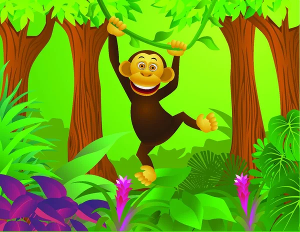 Chimpanzé Desenho Animado Ilustração Vetorial —  Vetores de Stock