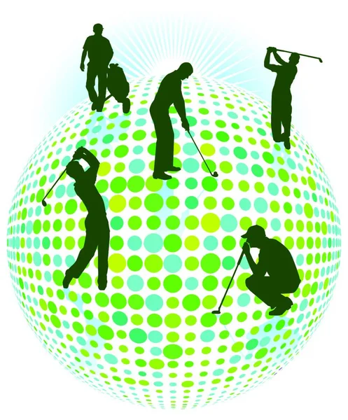 Giocatore Golf Verde Grafica Vettoriale Illustrazione — Vettoriale Stock